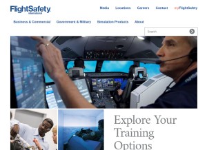 How flightsafety.com looks like on a tablet such as an iPad.