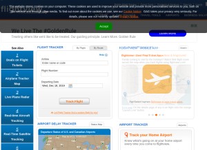 How flightview.com looks like on a tablet such as an iPad.
