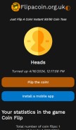 How flipacoin.org.uk looks like on a mobile device such as an iPhone.