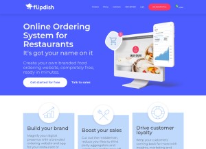 How flipdish.co looks like on a tablet such as an iPad.