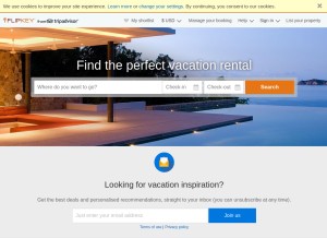 How flipkey.com looks like on a tablet such as an iPad.