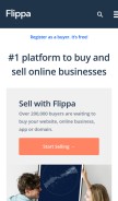 How flippa.com looks like on a mobile device such as an iPhone.
