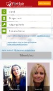 How flirtfair.dk looks like on a mobile device such as an iPhone.
