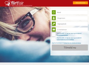 How flirtfair.dk looks like on a tablet such as an iPad.