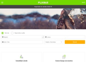How flixbus.es looks like on a tablet such as an iPad.