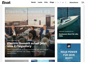 How floatmagazin.de looks like on a tablet such as an iPad.