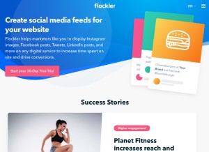 How flockler.com looks like on a tablet such as an iPad.