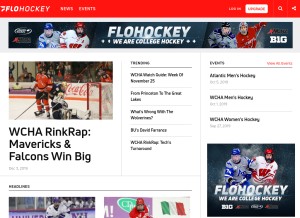 How flohockey.tv looks like on a tablet such as an iPad.