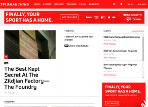 How flomarching.com looks like on a tablet such as an iPad.