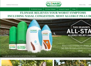 How flonase.com looks like on a tablet such as an iPad.