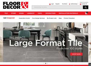 How flooranddecor.com looks like on a tablet such as an iPad.
