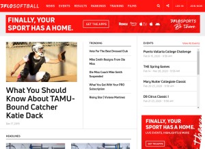 How flosoftball.com looks like on a tablet such as an iPad.