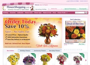 How flowershopping.com looks like on a tablet such as an iPad.