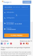 How fluege.de looks like on a mobile device such as an iPhone.