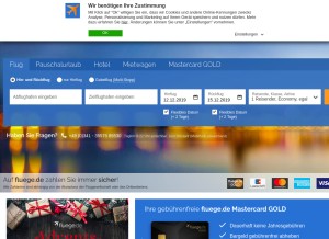 How fluege.de looks like on a tablet such as an iPad.