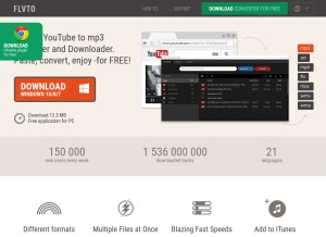 How flvto.biz looks like on a tablet such as an iPad.