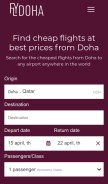How flydoha.qa looks like on a mobile device such as an iPhone.