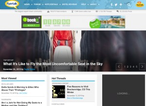 How flyertalk.com looks like on a tablet such as an iPad.