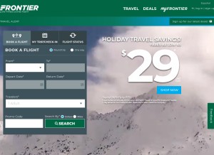 How flyfrontier.com looks like on a tablet such as an iPad.