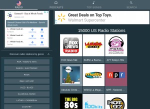 How fmradiofree.com looks like on a tablet such as an iPad.