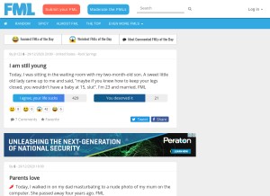 How fmylife.com looks like on a tablet such as an iPad.