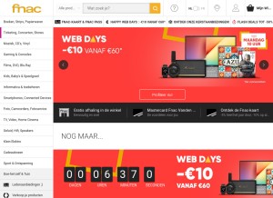 How fnac.be looks like on a tablet such as an iPad.