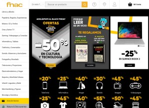 How fnac.es looks like on a tablet such as an iPad.