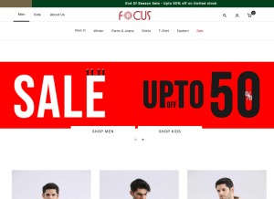 How focusclothing.pk looks like on a tablet such as an iPad.