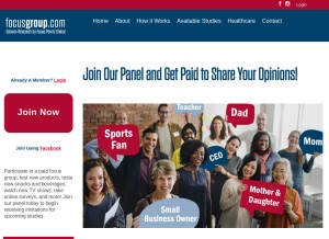 How focusgroup.com looks like on a tablet such as an iPad.