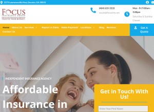How focusinsuranceatlanta.com looks like on a tablet such as an iPad.