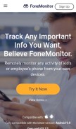 How fonemonitor.com looks like on a mobile device such as an iPhone.