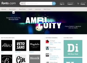 How fonts.com looks like on a tablet such as an iPad.