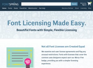 How fontspring.com looks like on a tablet such as an iPad.