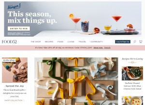 How food52.com looks like on a tablet such as an iPad.
