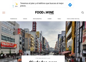 How foodandwineespanol.com looks like on a tablet such as an iPad.