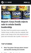 How fooddive.com looks like on a mobile device such as an iPhone.
