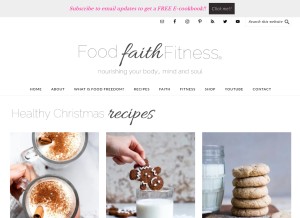 How foodfaithfitness.com looks like on a tablet such as an iPad.