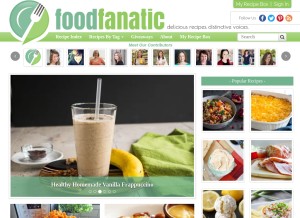 How foodfanatic.com looks like on a tablet such as an iPad.