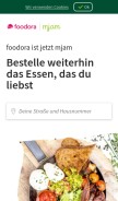 How foodora.at looks like on a mobile device such as an iPhone.