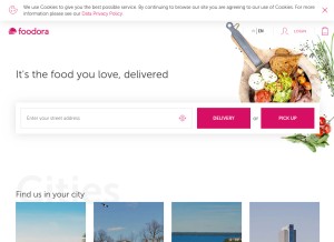 How foodora.fi looks like on a tablet such as an iPad.