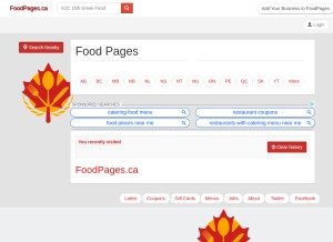 How foodpages.ca looks like on a tablet such as an iPad.
