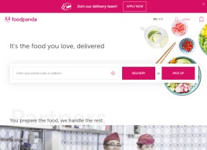 How foodpanda.sg looks like on a tablet such as an iPad.
