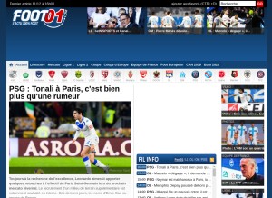 How foot01.com looks like on a tablet such as an iPad.