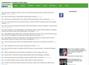 How footballnews.net looks like on a tablet such as an iPad.