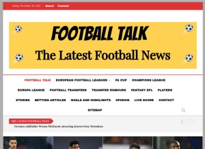 How footballtalk.org looks like on a tablet such as an iPad.