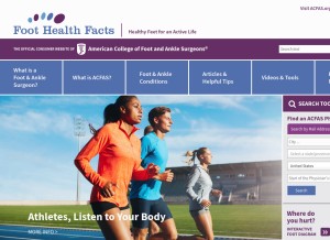 How foothealthfacts.org looks like on a tablet such as an iPad.