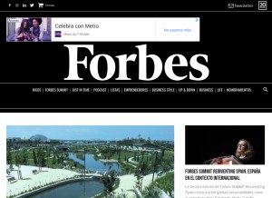 How forbes.es looks like on a tablet such as an iPad.
