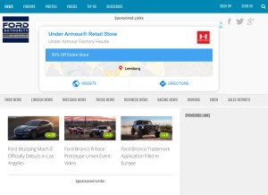 How fordauthority.com looks like on a tablet such as an iPad.