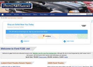 How fordf150.net looks like on a tablet such as an iPad.