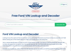 How fordvinlookup.com looks like on a tablet such as an iPad.